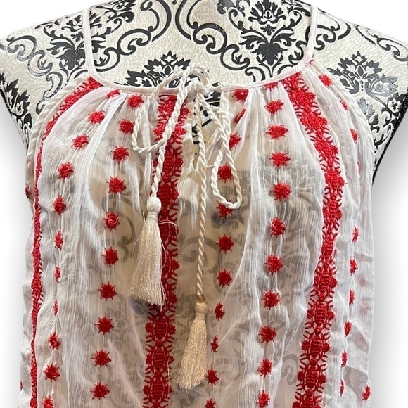 JESSICA Simpson red and white sheer Spaghetti strap top - Picture 2 of 8